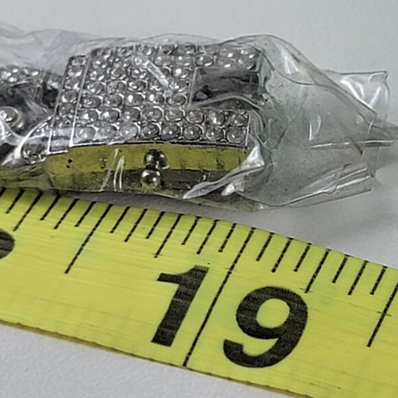 Vintage Crystal Curb Chain Link Necklace Silver-Tone 19 In Safety Box Clasp - Picture 8 of 9